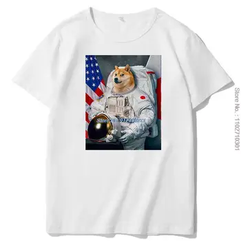 Doge Astronaut Nyári póló férfiaknak O-nyakú grafikus pólók túlméretezett rövid ujjú pólók Harajuku Streetwear férfi ruhák